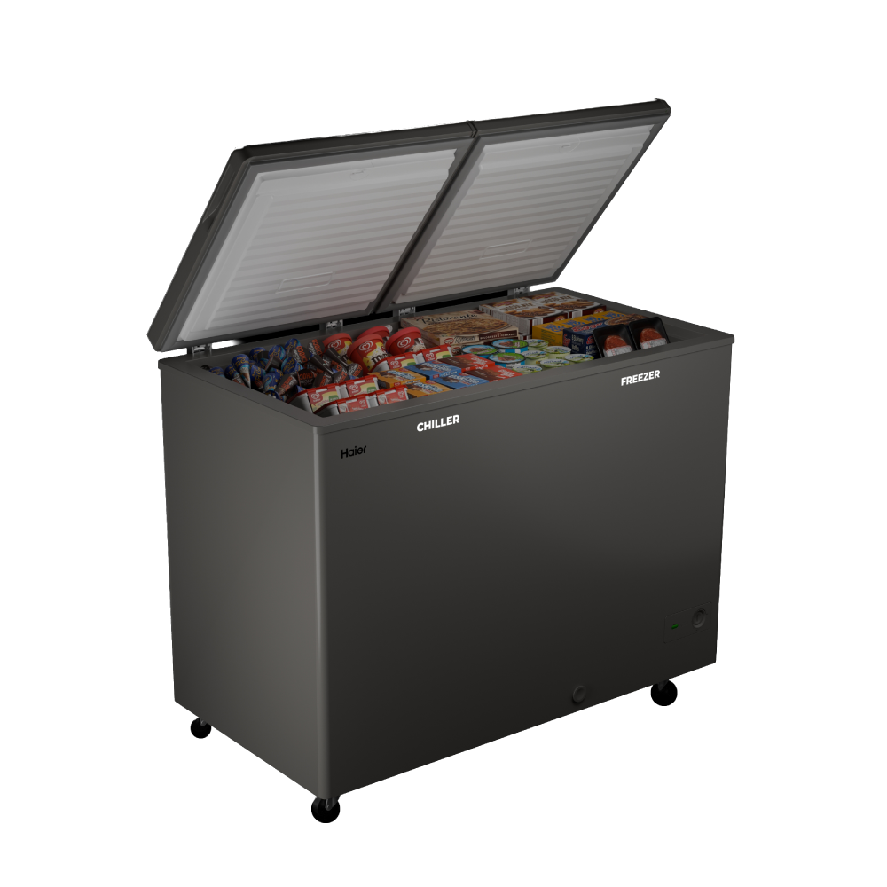Haier Deep Freezer 400L Combo Chest Dual Compartment (Titanium)